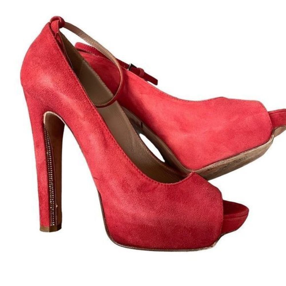 Herve Leger Balin Peep-toe Suede Pump - Picture 9 of 16